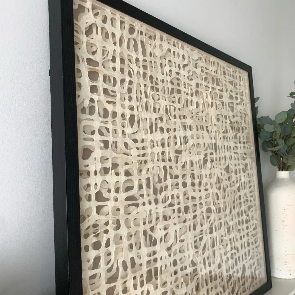 MCM‎ Organic Modern Wall Art in Paper and Muslin in a Shadowbox Frame linen